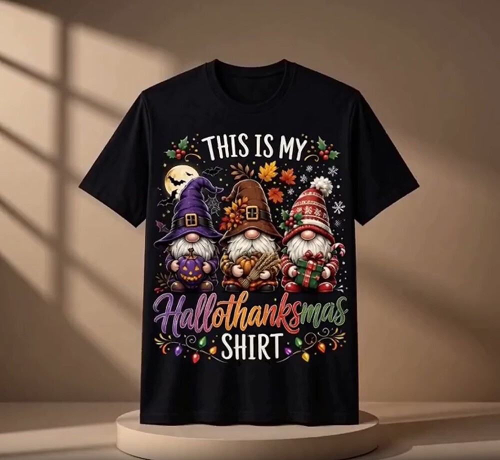 Halloween Thanksgiving Christmas Black 2XL T-Shirt
